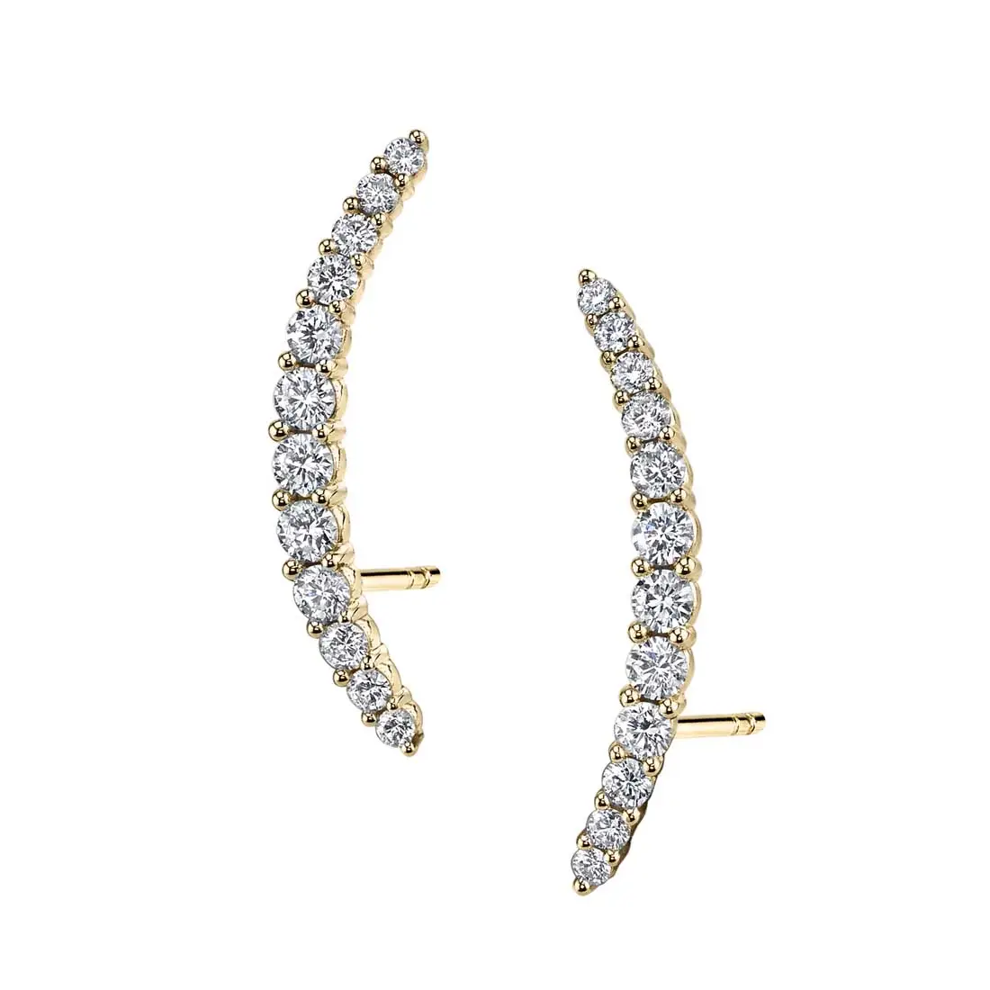 White Gold Curved Diamond Ear Climbers
