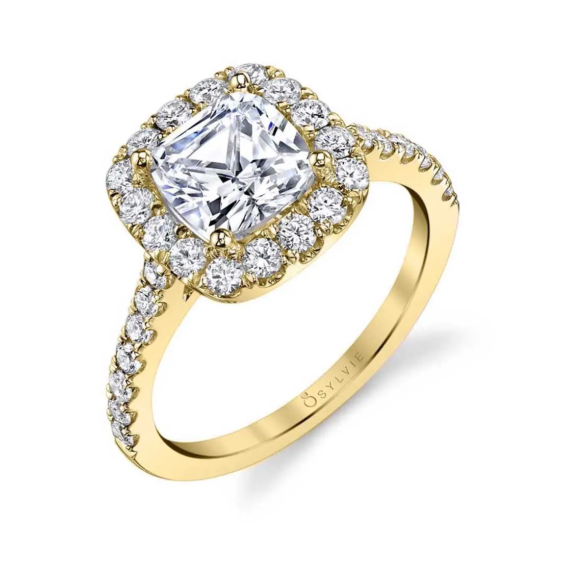 Cushion Cut Classic Halo Engagement Ring - Jacalyn - Sylvie Jewelry
