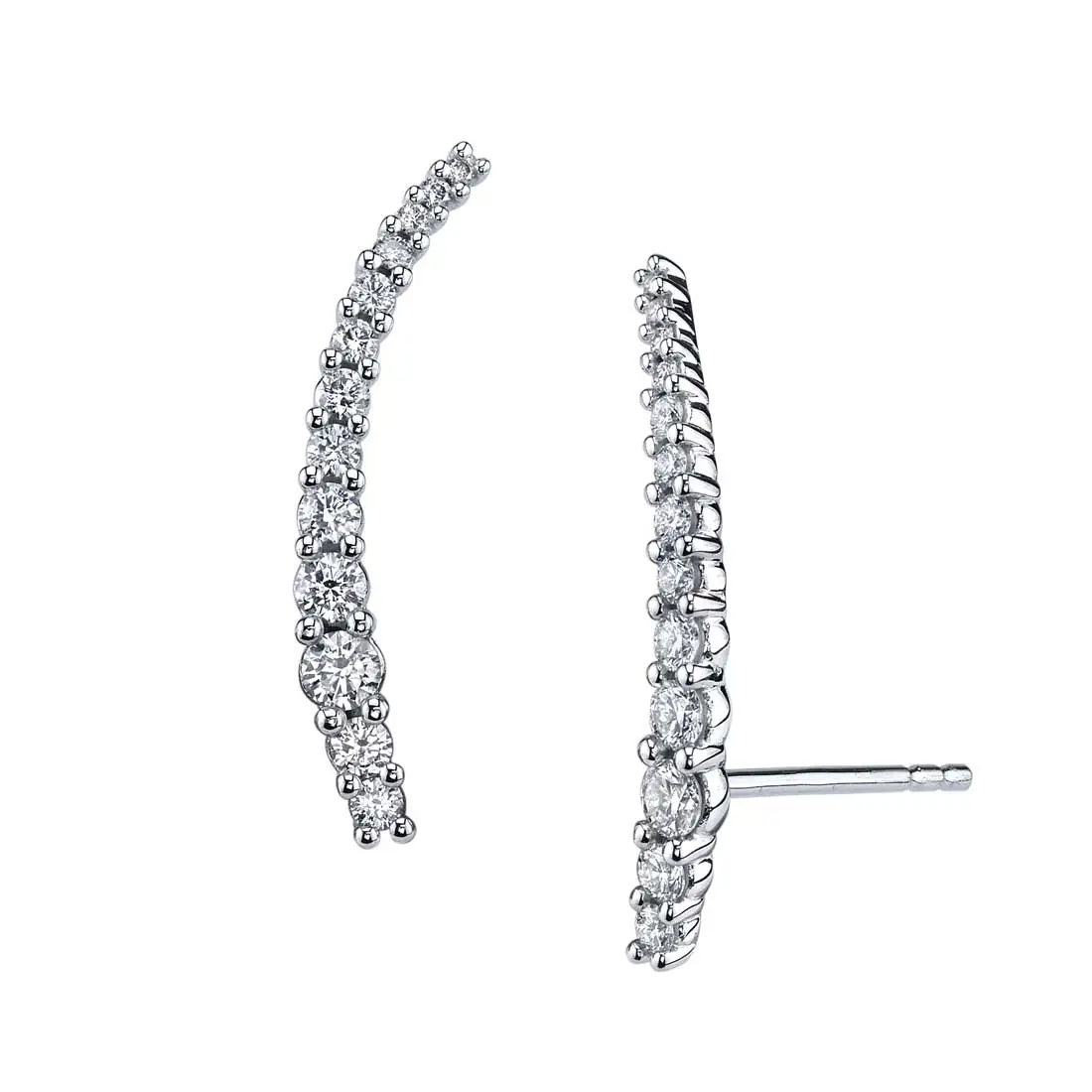 White Gold Elegant Pronged Diamond Ear Climbers