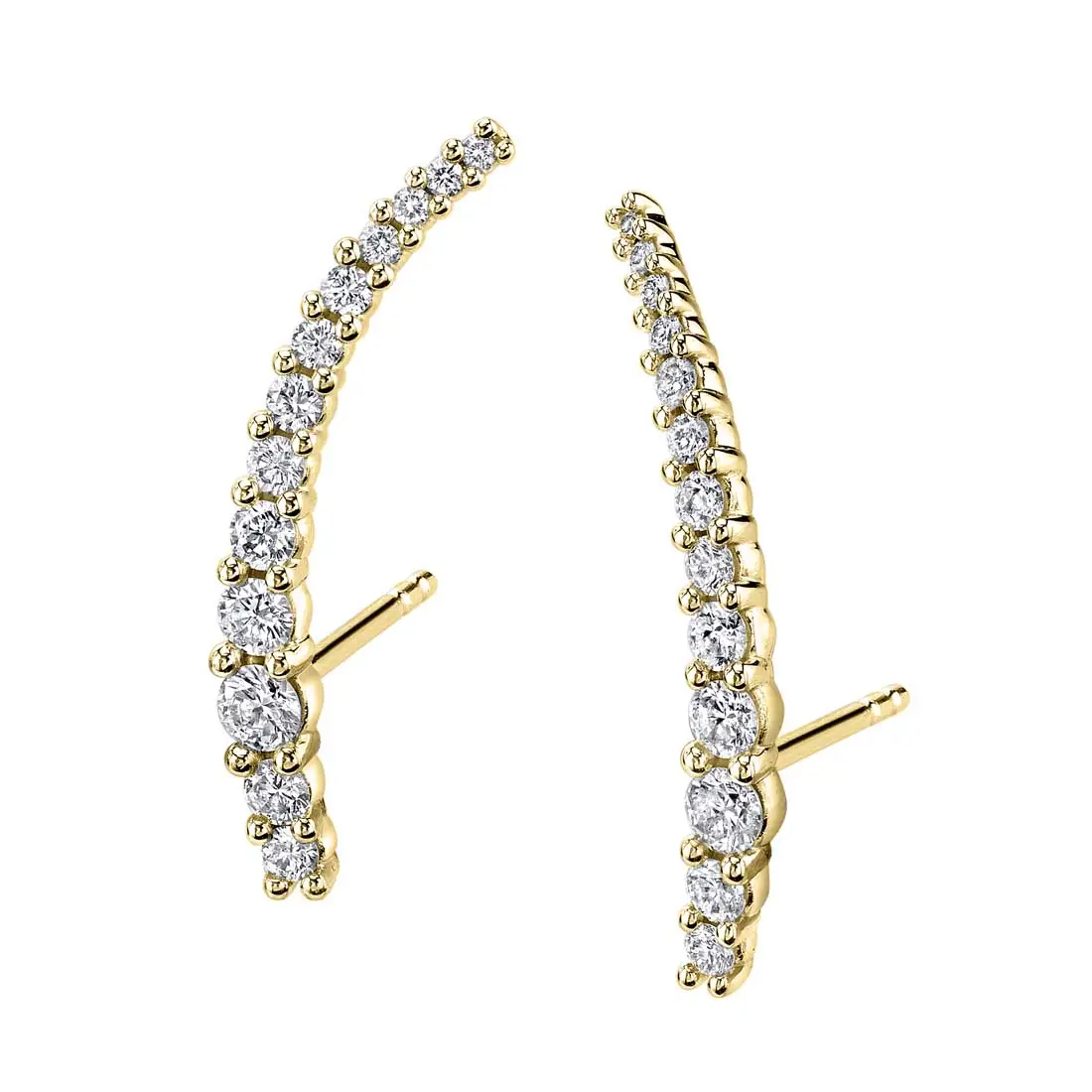 Elegant Pronged Diamond Ear Climbers