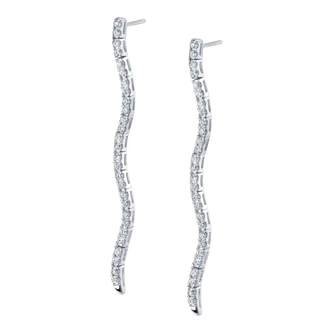 White Gold Curved Classic Diamond Earrings