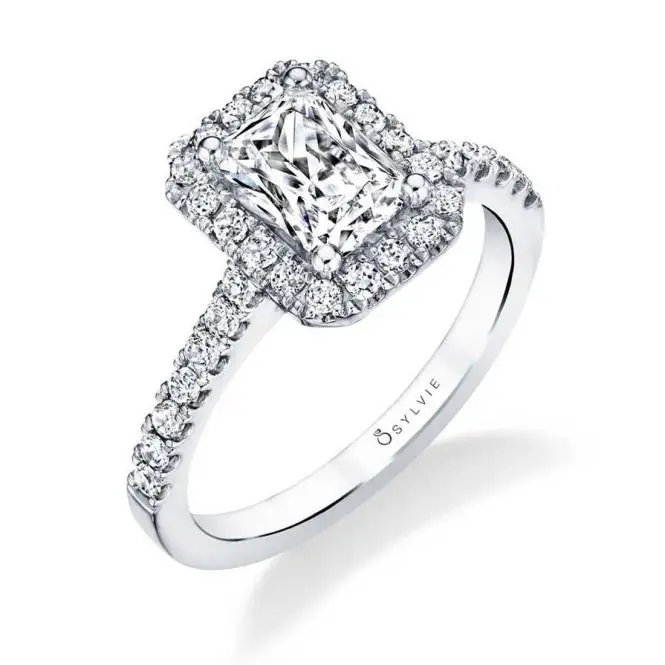 Radiant Cut Engagement Ring With Halo