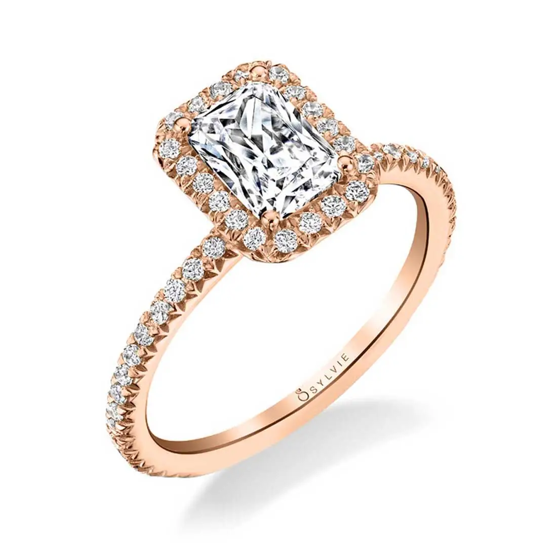 Radiant Cut Classic Halo Engagement Ring