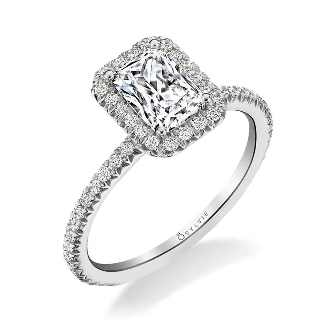 Radiant Cut Classic Halo Engagement Ring