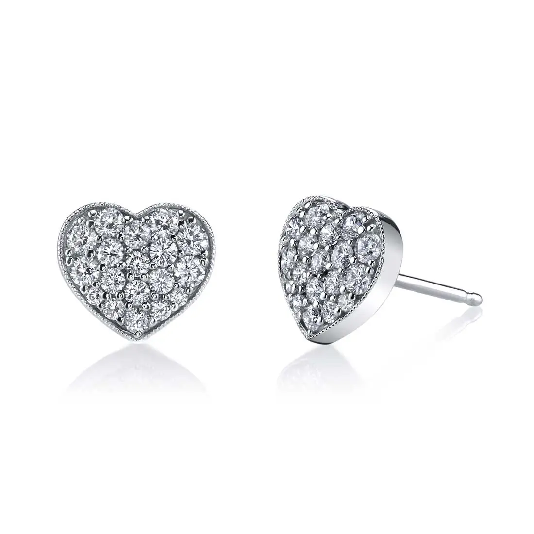 18k White Gold 1.42ctw Princess Cut Diamond Heart-Shaped Earrings – Raymond  Lee Jewelers