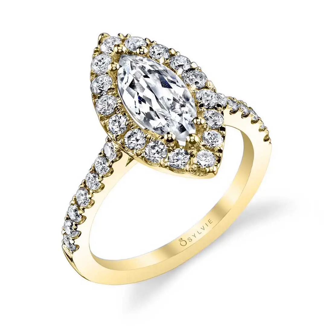 Marquise Cut Engagement Ring with halo