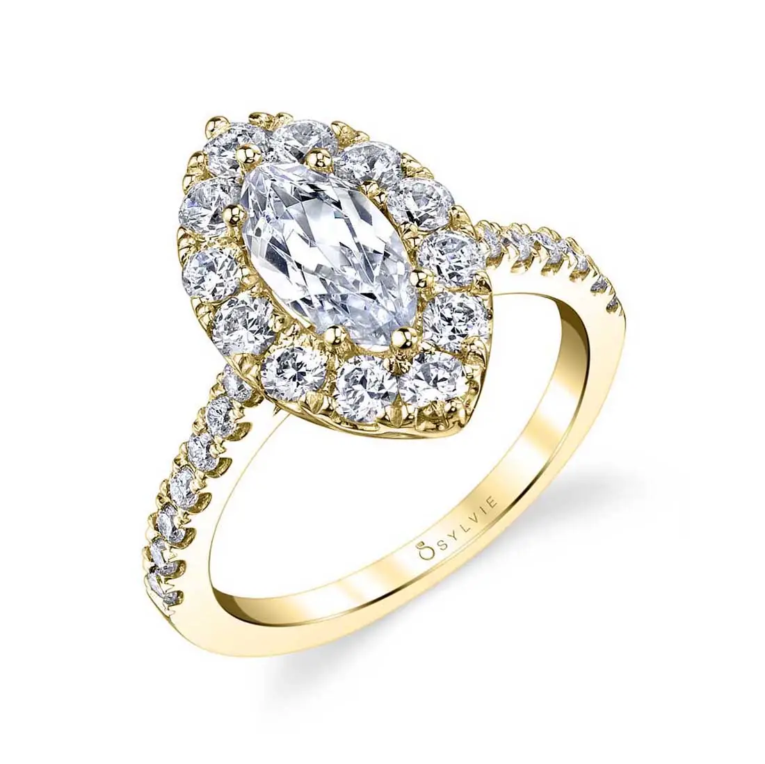 Marquise Cut Engagement Ring with Halo