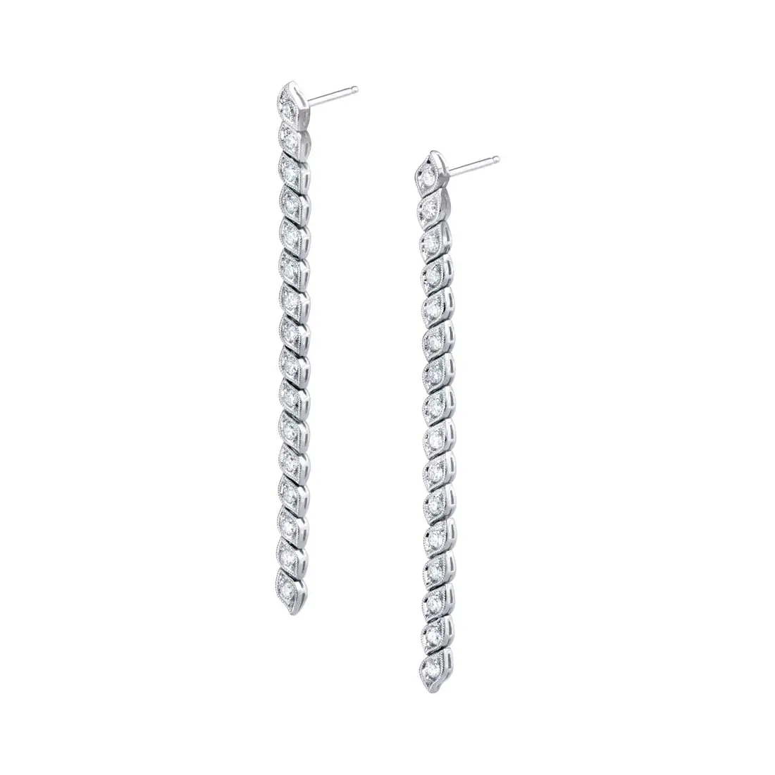 Modern Diamond Drop Earrings with Milgrain Detail