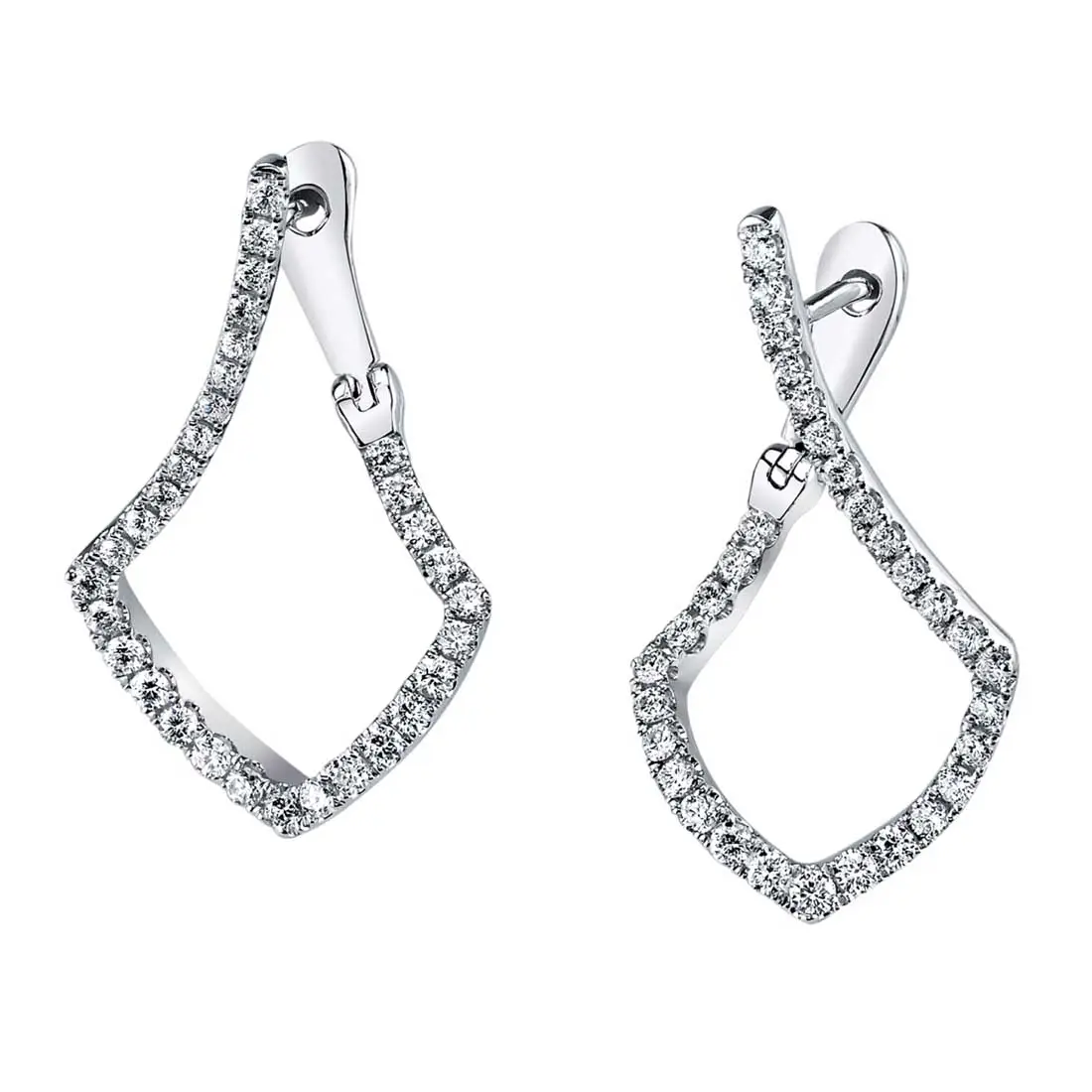 White Gold Modern Diamond Hoop Earrings