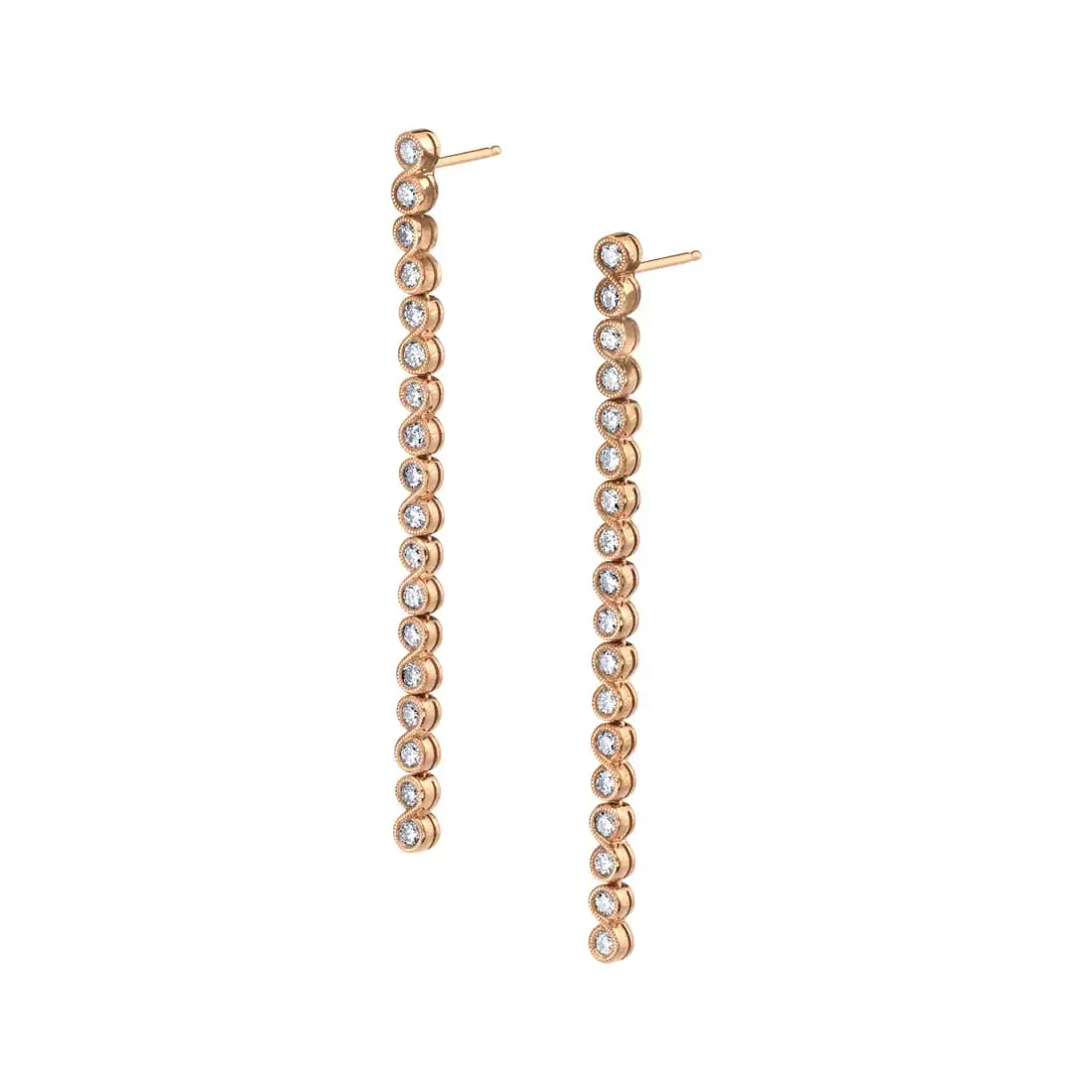 Modern Rose Gold Diamond Earrings