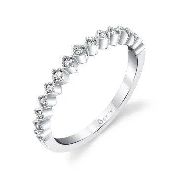 White Gold Modern Diamond Stackable Band - Laurel