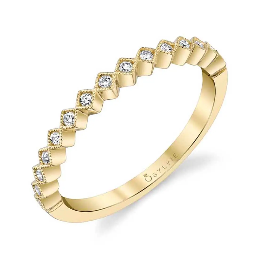 White Gold Modern Diamond Stackable Band - Laurel - Lifestyle Image