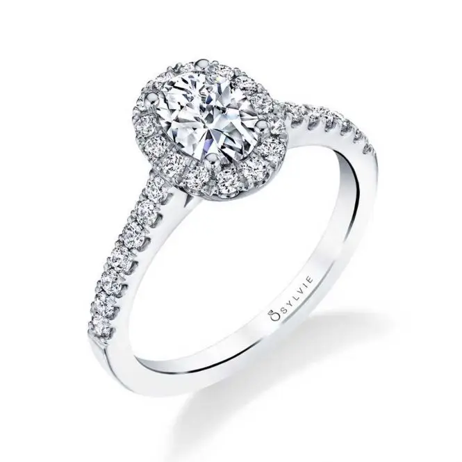 Oval Cut White Gold Engagement Ring with Halo - Emma