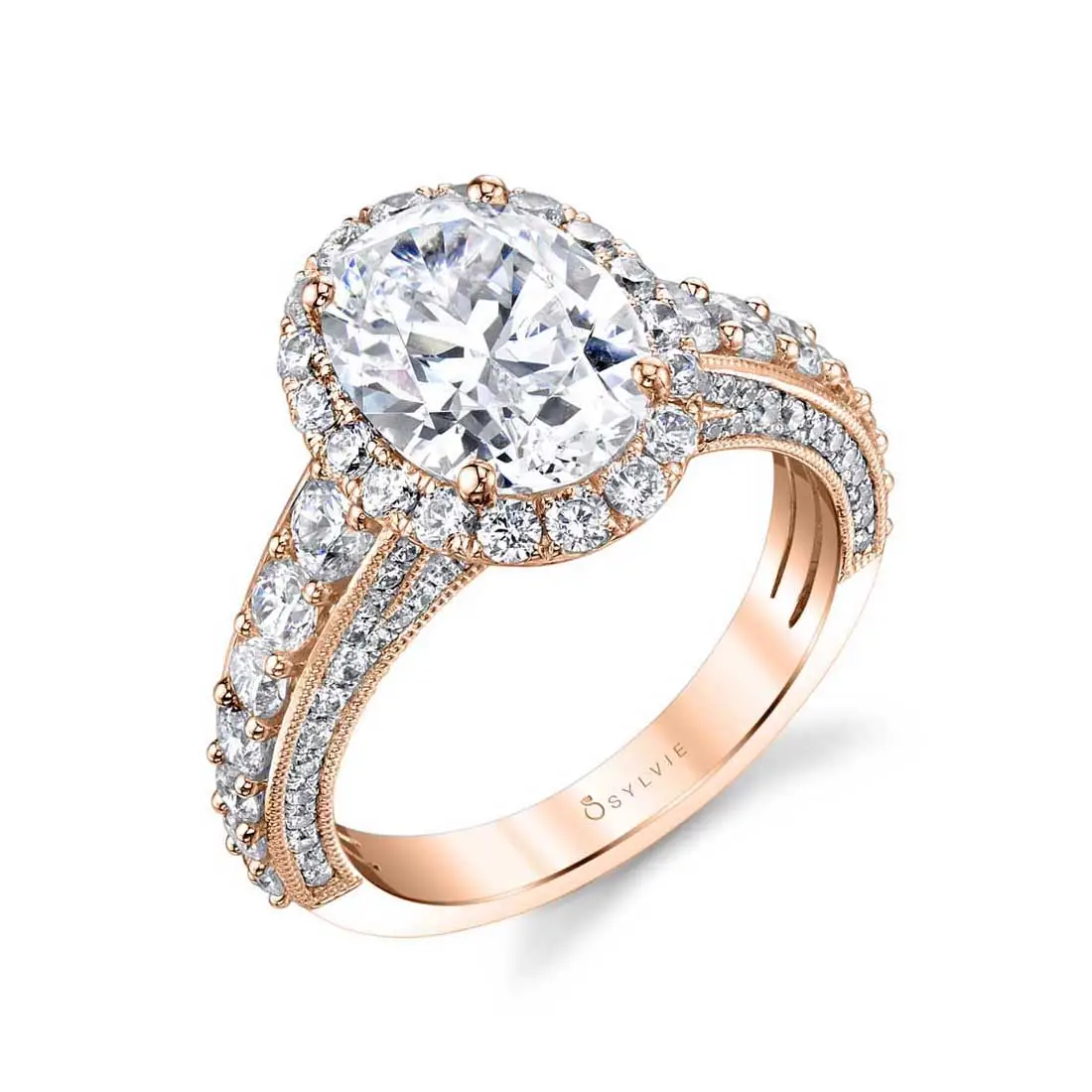 White Gold Oval Cut Engagement Ring - Josephine - Profile View