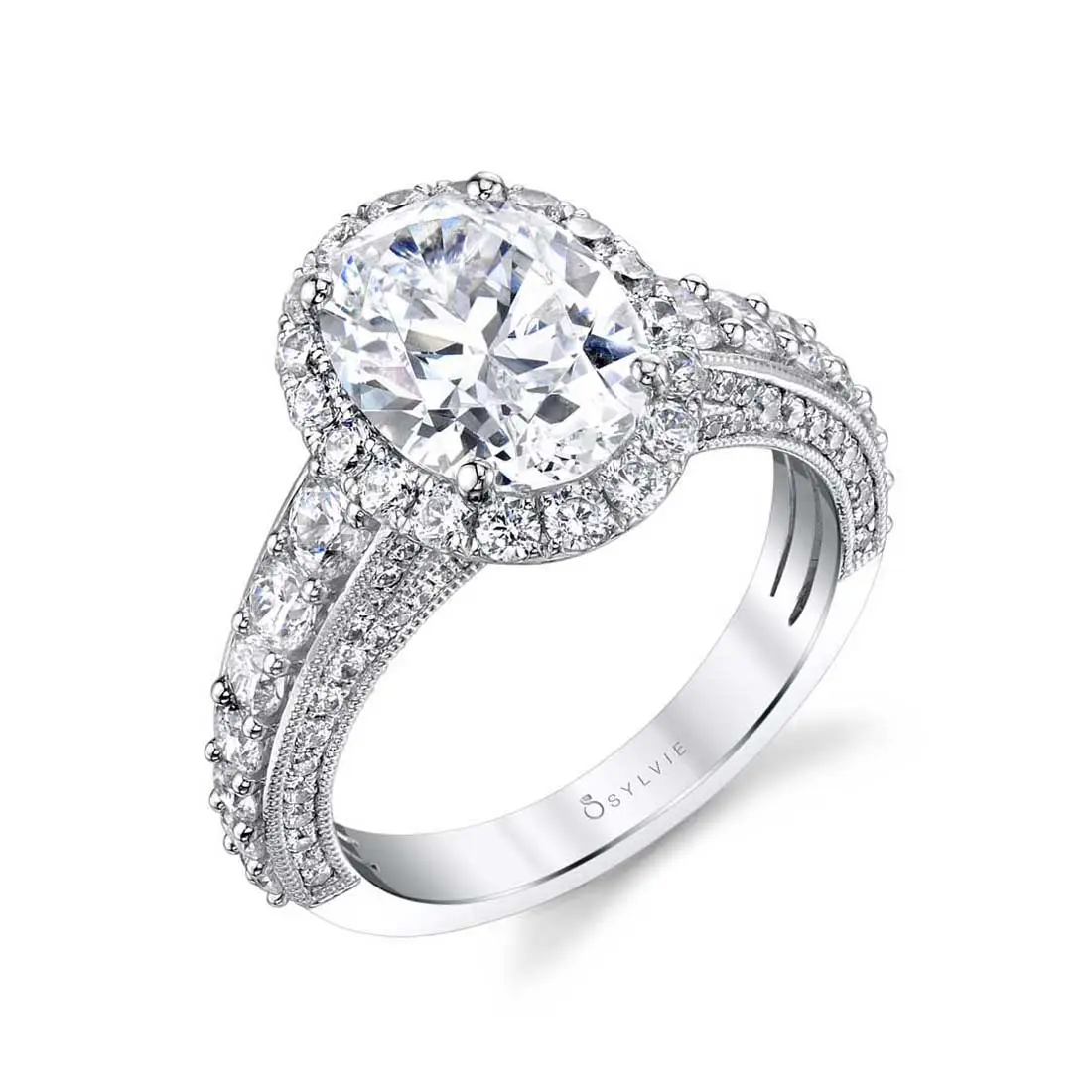White Gold Oval Cut Engagement Ring - Josephine