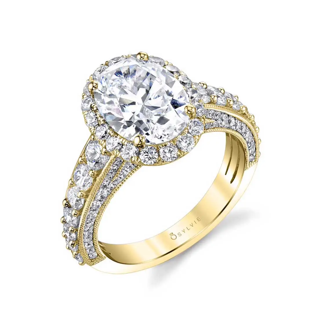 White Gold Oval Cut Engagement Ring - Josephine - Profile View