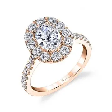 White Gold Oval Cut Classic Halo Engagement Ring - Olivia
