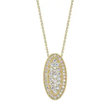 White Gold Oval Shaped Pendant in Yellow Gold