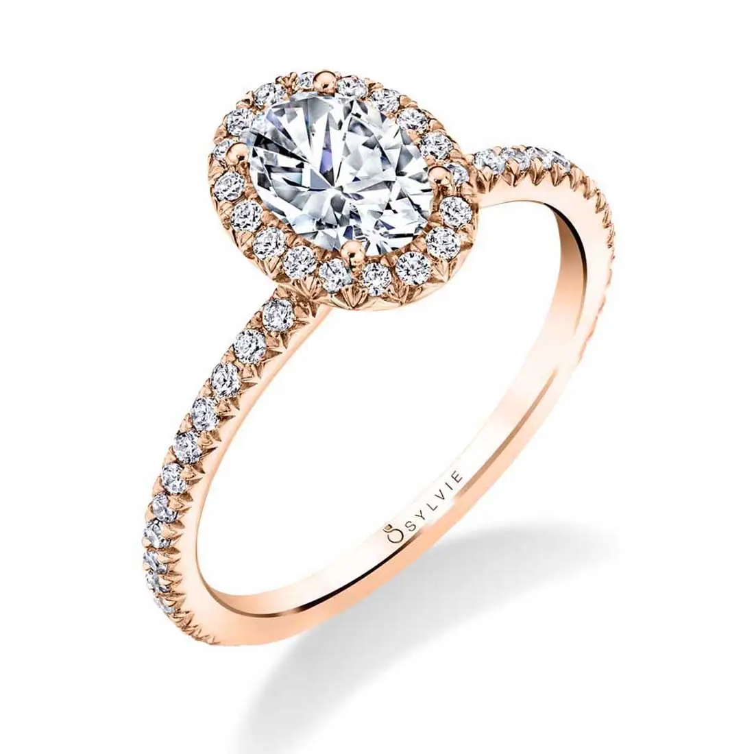 Oval Cut Classic Halo Engagement Ring - Vivian - Sylvie Jewelry