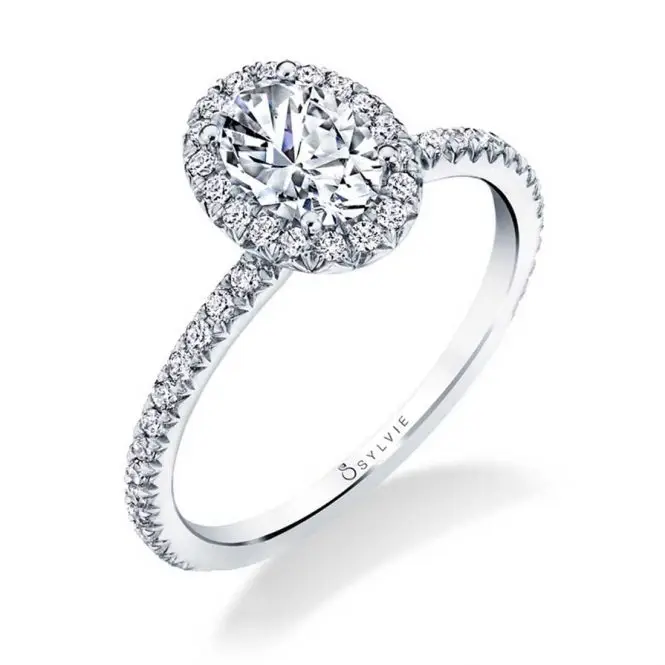 Oval Cut Classic Halo Engagement Ring Vivian Sylvie Jewelry