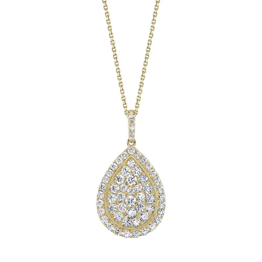 Pear Shaped Diamond Pendant in Yellow Gold