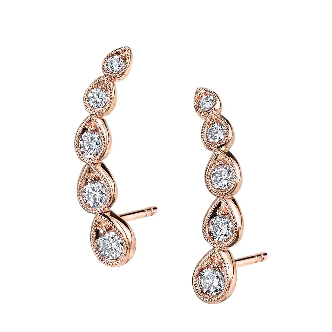 Pear Shaped Diamond Ear Climbers