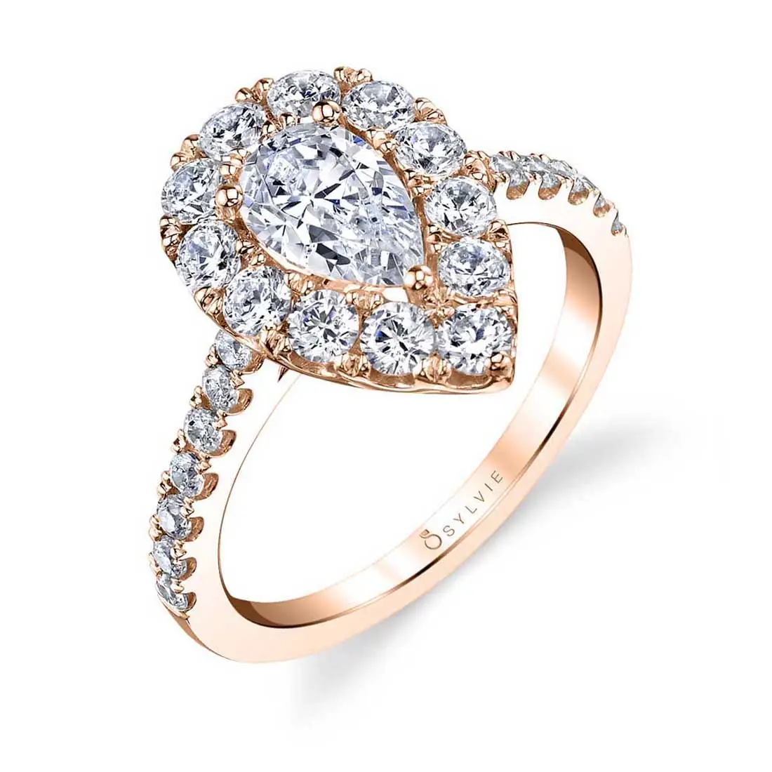 Pear Shaped Engagement Ring with Halo