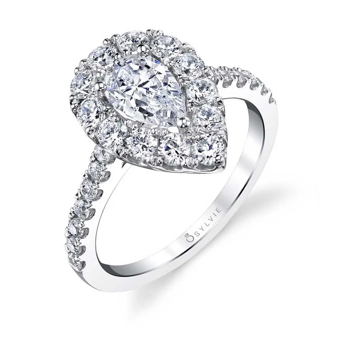 Pear Shaped Engagement Ring with Halo