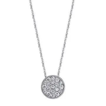 White Gold Round Pave Diamond Necklace