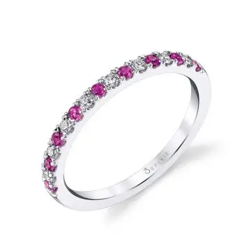 White Gold Classic Ruby & Diamond Wedding Band