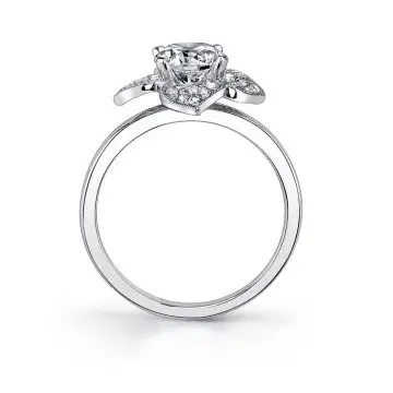 White Gold Flower Inspired Engagement Ring - Leonie