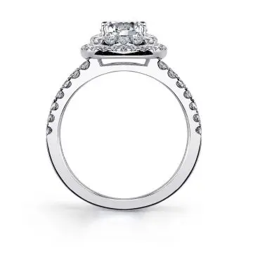 White Gold Princess Cut Classic Double Halo Engagement Ring - Melodie