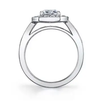 White Gold Emerald Cut Vintage Inspired Engagement Ring with Baguettes - Adele