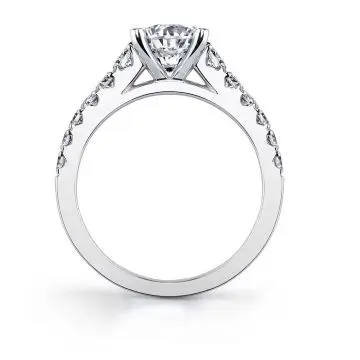 White Gold Round Cut Classic Diamond Engagement Ring - Luna