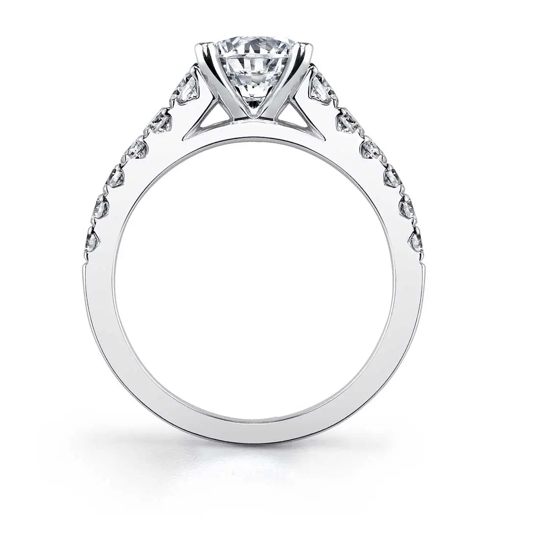 White Gold Round Cut Classic Diamond Engagement Ring - Luna - Profile View