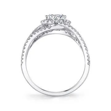 White Gold Round Cut Unique Engagement Ring - Françoise