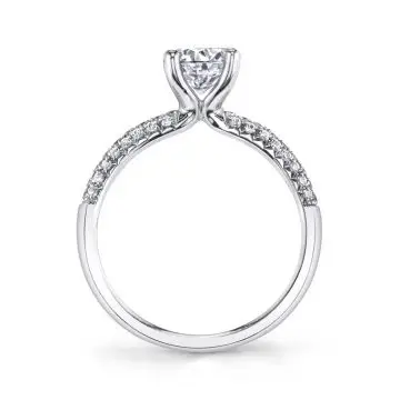 White Gold Round Cut Classic Pave Engagement Ring - Daphne