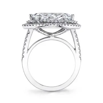 White Gold Marquise Cut East to West Double Halo Engagement Ring - Julee