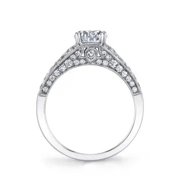 White Gold Marquise Cut Modern Vintage Engagement Ring - Destine
