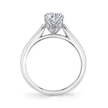 White Gold Round Cut Modern Solitaire Engagement Ring - Aubree