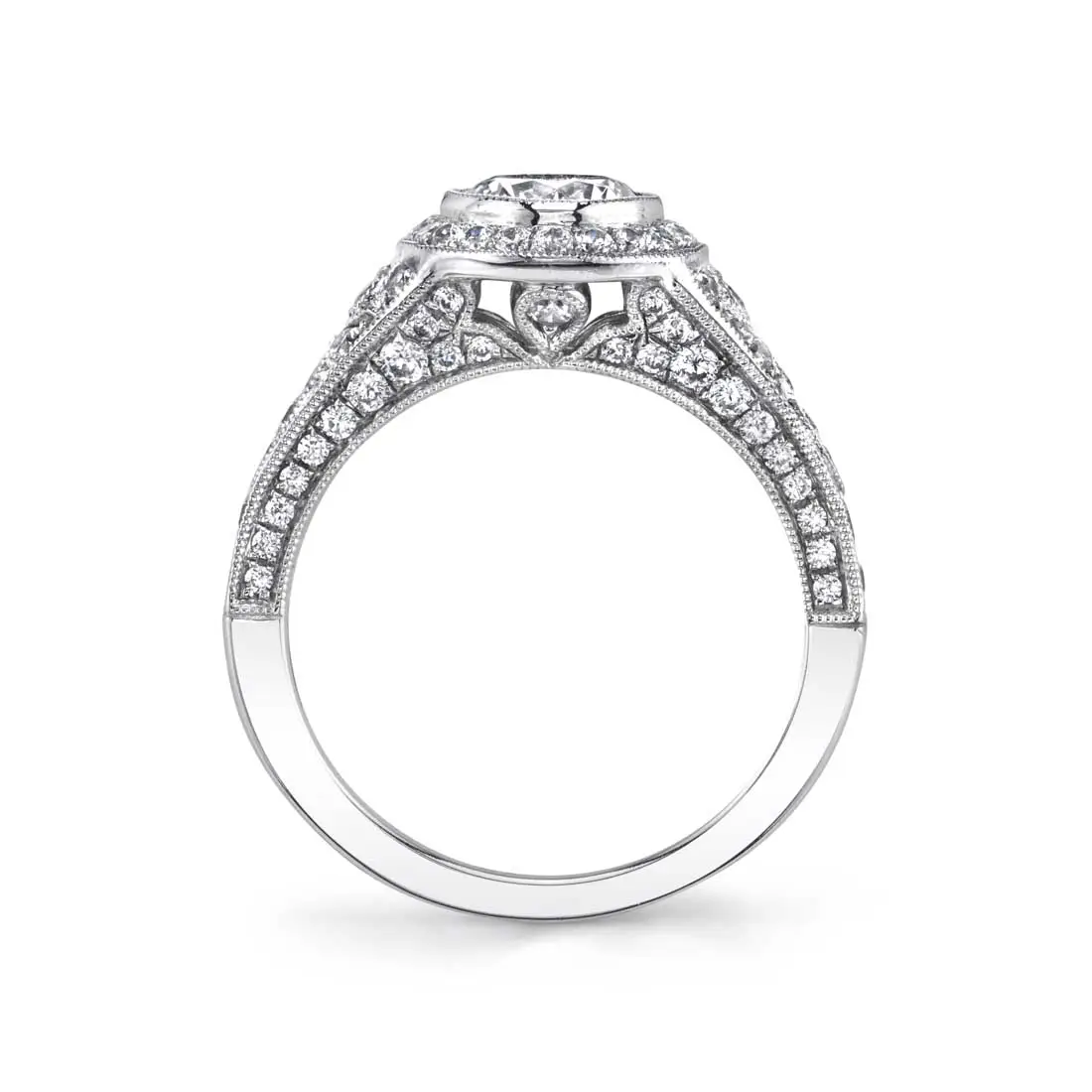 Round Vintage Bezel Set Engagement Ring