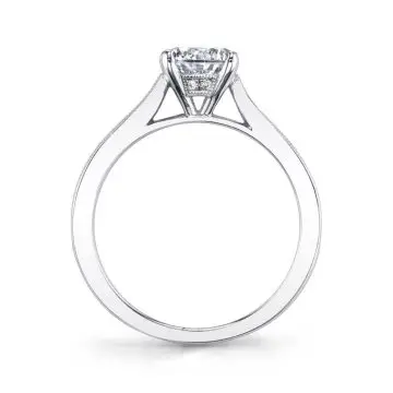 White Gold Round Cut Modern Classic Engagement Ring - Mona