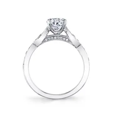 White Gold Round Cut Stackable Engagement Ring - Esmé