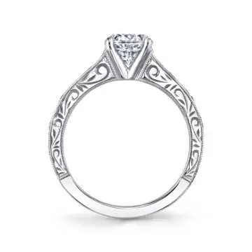 White Gold Round Cut Modern Vintage Engagement Ring