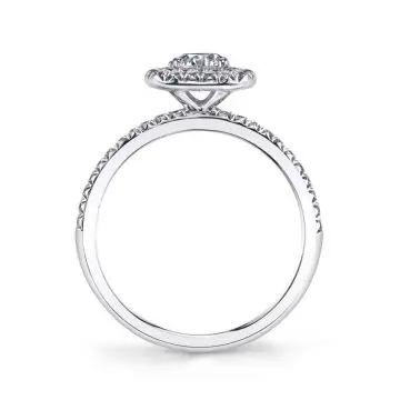 White Gold Round Cut Classic Double Halo Engagement Ring - Noele