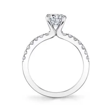 White Gold Pear Shaped Classic Engagement Ring - Celeste