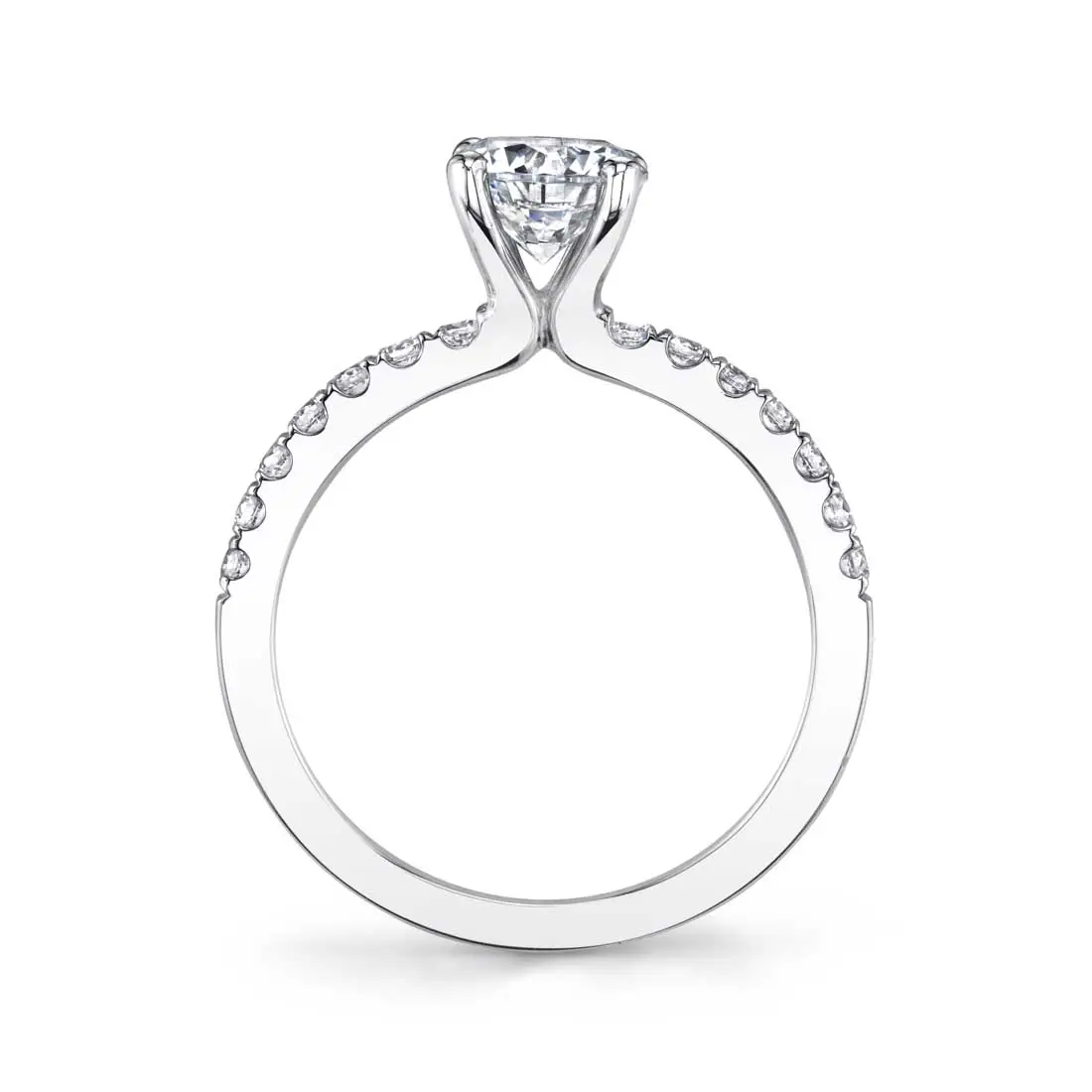 White Gold Cushion Cut Classic Engagement Ring - Celeste - Profile View