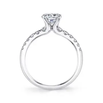 White Gold Round Cut Classic Engagement Ring - Celine