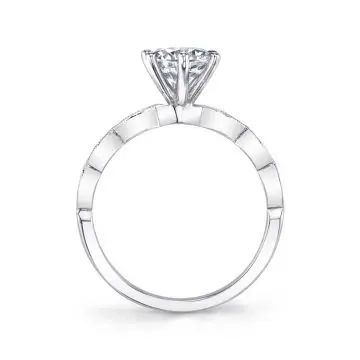 White Gold Round Cut Stackable Engagement Ring - Chanelle