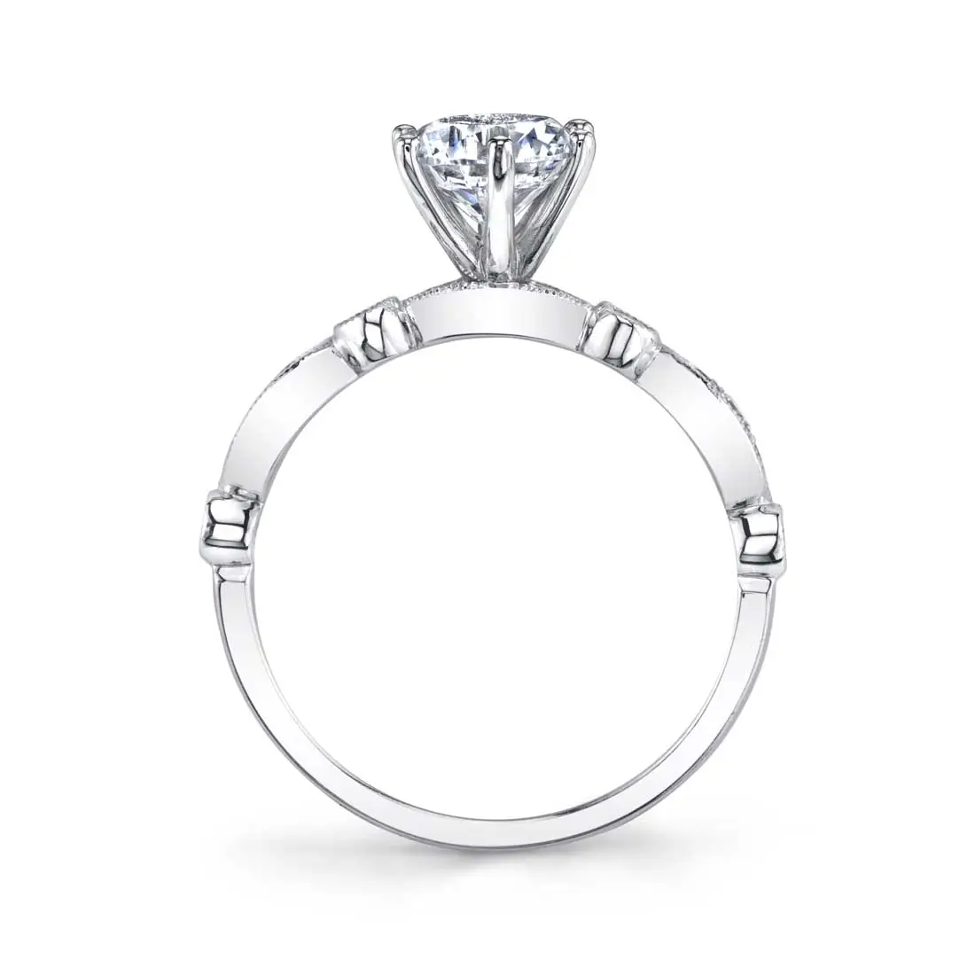 Round Cut Modern Vintage Stackable Engagement Ring - Charmánt